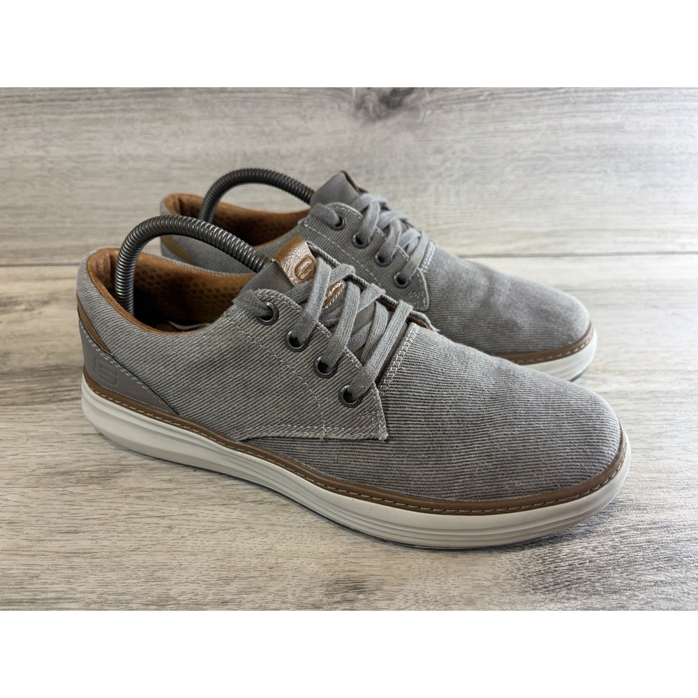 Skechers‎ Mens Classic Fit 65981 Taupe Canvas Memory Foam Oxford Sneakers Size 8